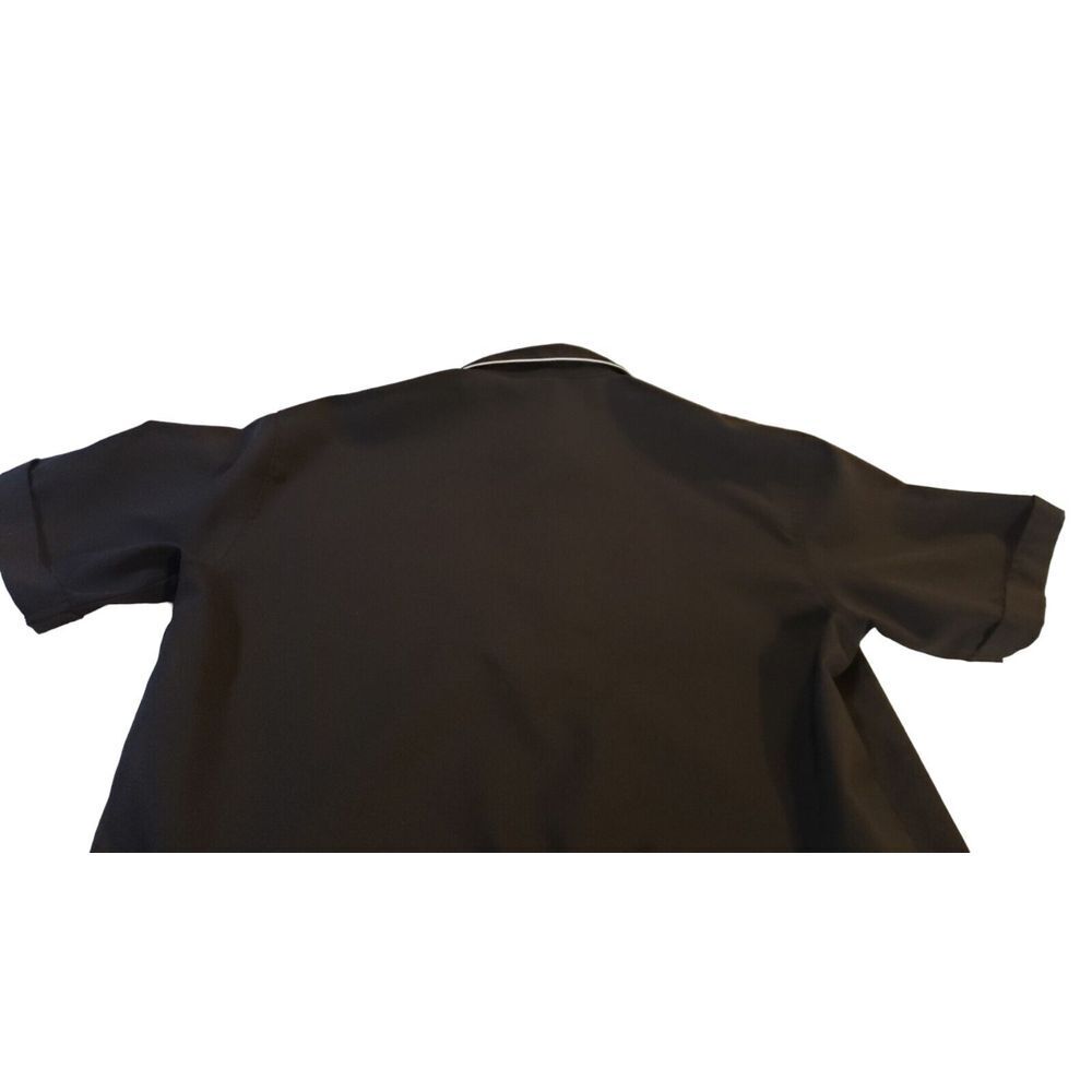 MT:2‎ Mens Black White Fleur De Lis Button Down 100% Polyester Size Large L - Picture 7 of 15